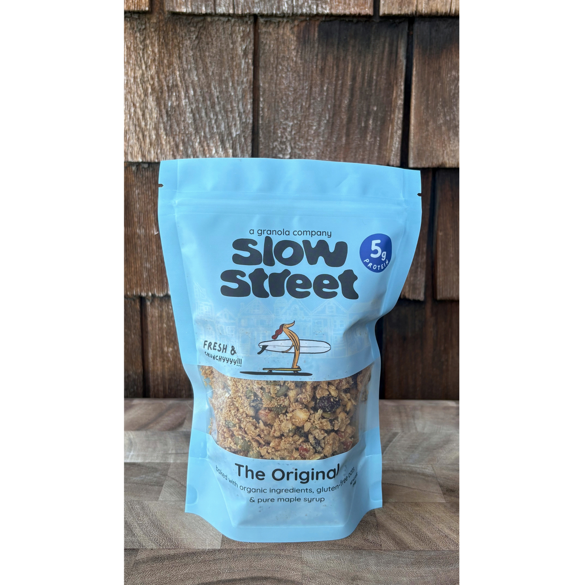 Slow Street Original granola, 1 12 oz (340 g) bag, facing front.